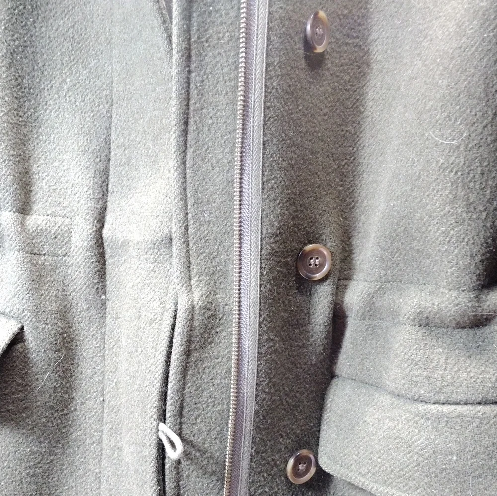 J. Crew Army Green Hooded Wool Peacoat l Acetate Lining l Size Small - Picture 3 of 10